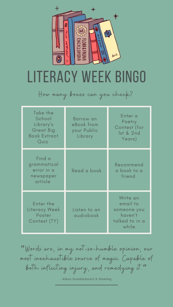 Literacy Week Bingo