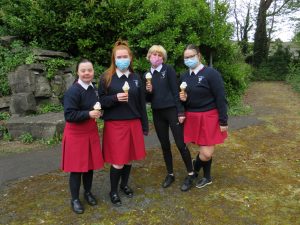 Sixth years enjoying ice creams at Wellbeing Afternoon
